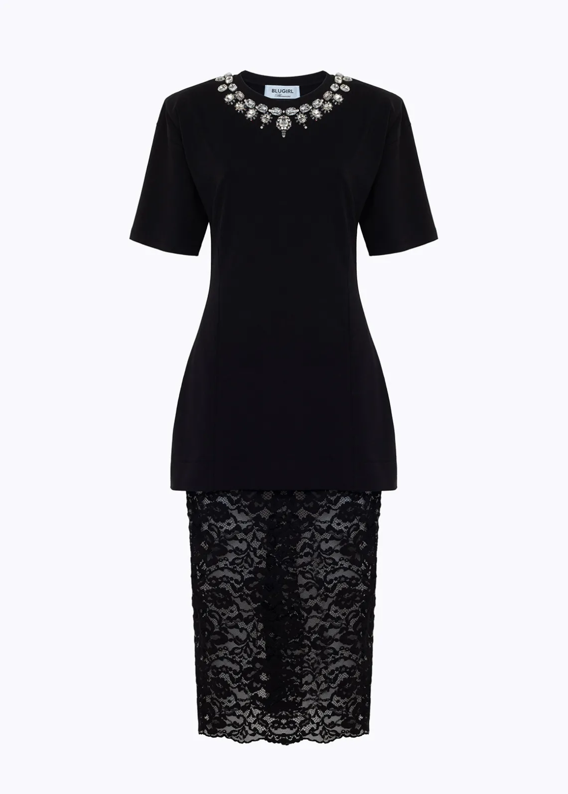 LACE DRESS AND T-SHIRT IN JERSEY WITH EMBROIDERY
