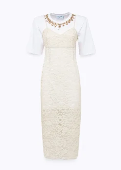 LACE DRESS AND T-SHIRT IN JERSEY WITH EMBROIDERY