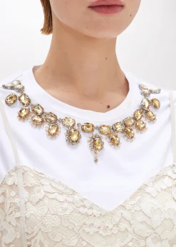LACE DRESS AND T-SHIRT IN JERSEY WITH EMBROIDERY