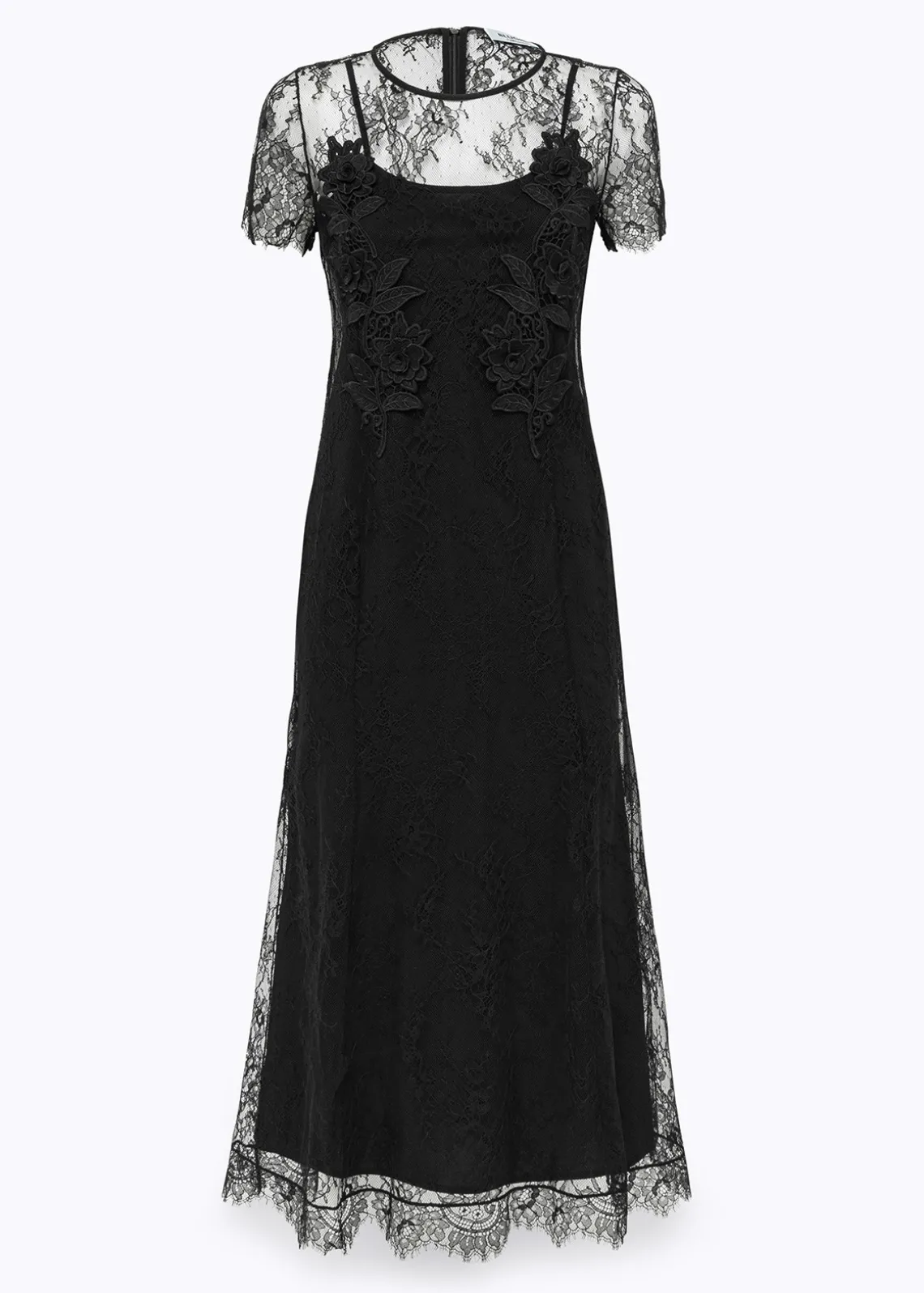 LACE MIDI DRESS WITH EMBROIDERY