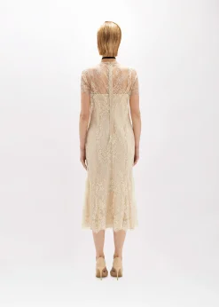 LACE MIDI DRESS WITH EMBROIDERY