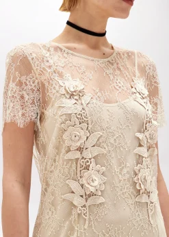 LACE MIDI DRESS WITH EMBROIDERY