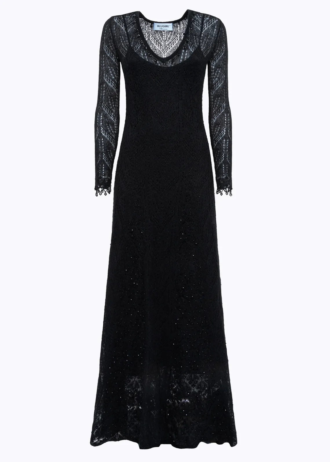 LACE STITCH LONG DRESS WITH EMBROIDERY