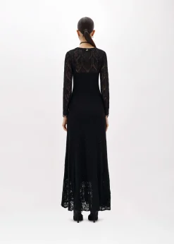 LACE STITCH LONG DRESS WITH EMBROIDERY