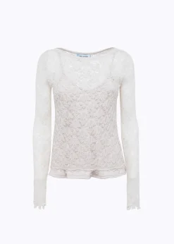 LACE STITCH SWEATER WITH EMBROIDERY