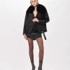 LEATHER BIKER JACKET WITH FAUX FUR
