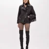 LEATHER BIKER JACKET WITH FRINGES