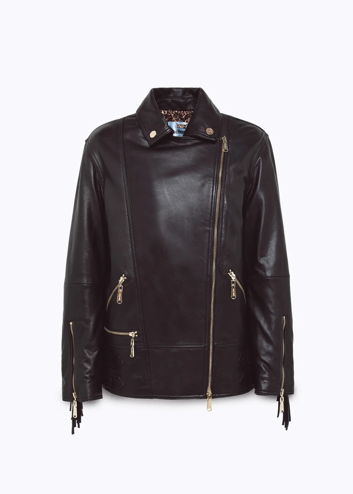 LEATHER BIKER JACKET WITH FRINGES