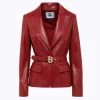 LEATHER BLAZER JACKET WITH BELT