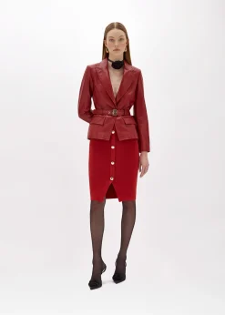 LEATHER BLAZER JACKET WITH BELT