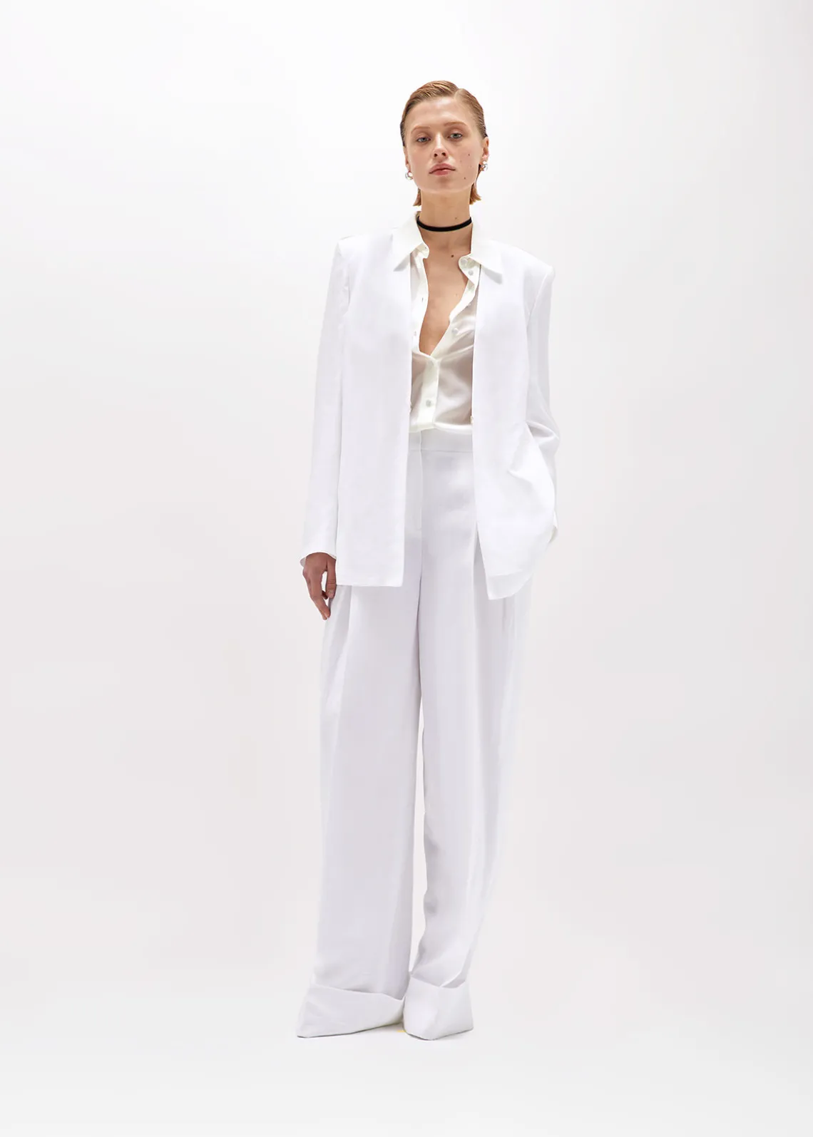 LINEN BLEND OVERSIZED BLAZER JACKET