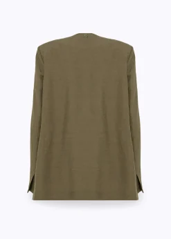 LINEN BLEND OVERSIZED BLAZER JACKET
