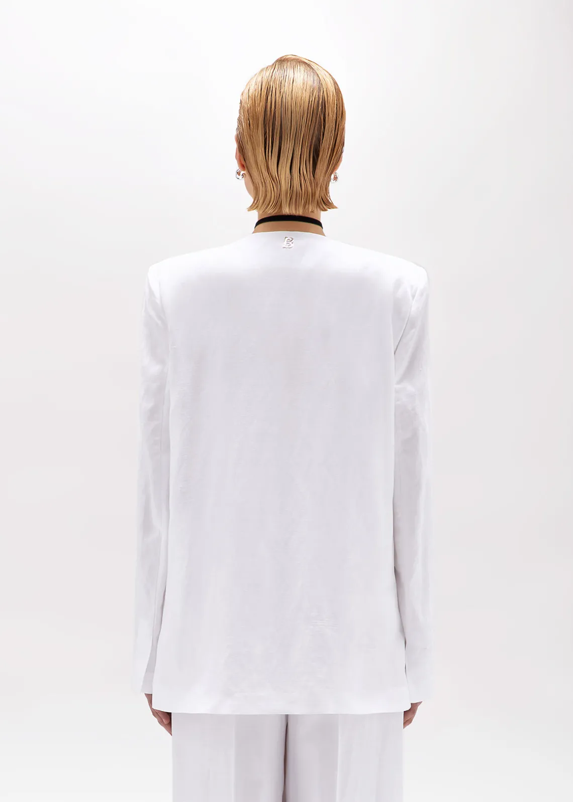 LINEN BLEND OVERSIZED BLAZER JACKET