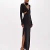 Long dress in tulle with rhinestones