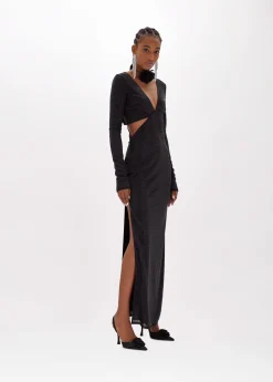 Long dress in tulle with rhinestones