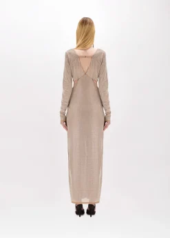 Long dress in tulle with rhinestones