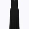 LONG DRESS WITH DRAPED DETAILS AND NECKLACE