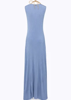 LONG DRESS WITH DRAPED DETAILS AND NECKLACE