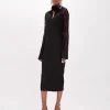 Longuette dress in stretch lace