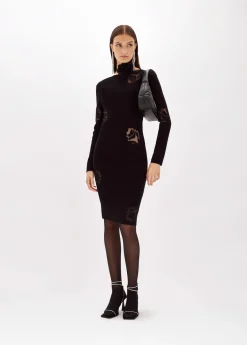 LONGUETTE DRESS WITH TULLE ROSES