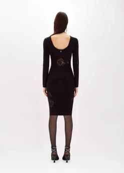 LONGUETTE DRESS WITH TULLE ROSES