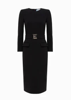MIDI DRESS IN STRETCH WOOL CADY