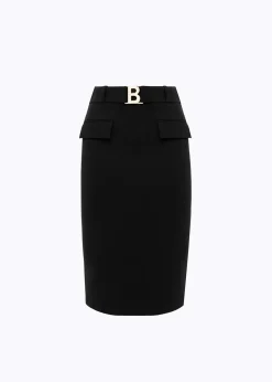 MIDI SKIRT IN STRETCH WOOL CADY
