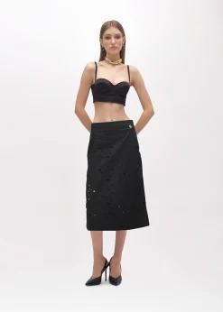 MIDI SKIRT WITH INLAID ROSES