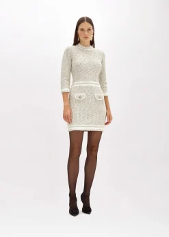 MINI DRESS IN BOUCLÉ YARN WITH RHINESTONES