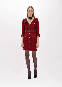 MINI DRESS IN BOUCLÉ YARN WITH BELT