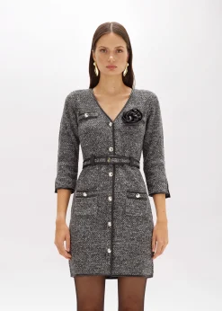 MINI DRESS IN BOUCLÉ YARN WITH BELT