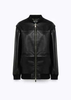 OVERSIZED LEATHER BOMBER JACKET