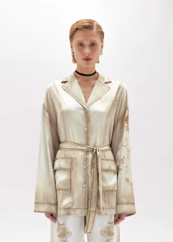 OVERSIZED SHIRT IN DENIM-EFFECT SATIN