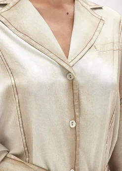 OVERSIZED SHIRT IN DENIM-EFFECT SATIN