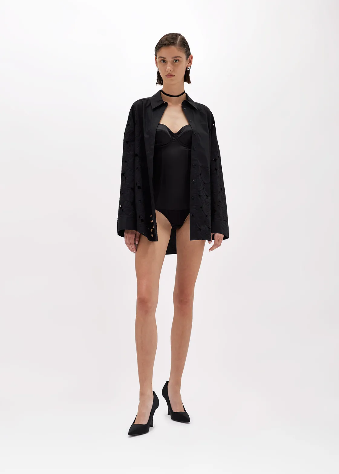 OVERSIZED SHIRT IN EMBROIDERED COTTON CANVAS