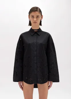 OVERSIZED SHIRT IN EMBROIDERED COTTON CANVAS