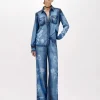 PALAZZO PANTS IN DENIM EFFECT SATIN