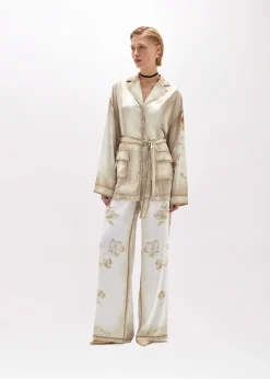 PALAZZO PANTS IN DENIM EFFECT SATIN