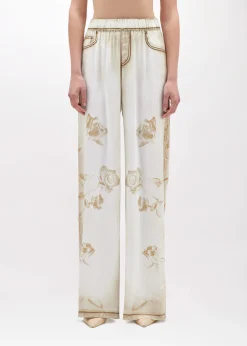 PALAZZO PANTS IN DENIM EFFECT SATIN