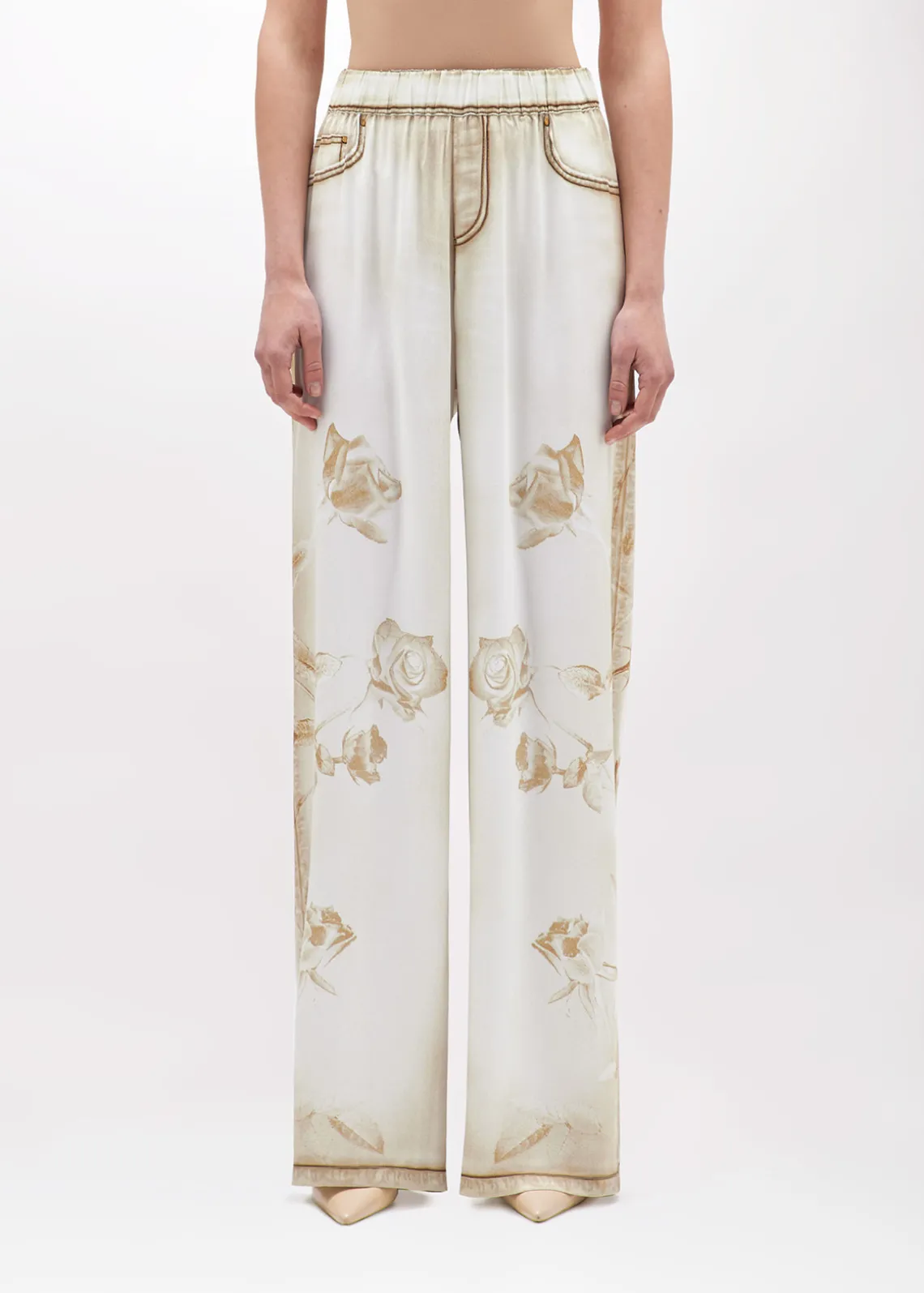 PALAZZO PANTS IN DENIM EFFECT SATIN