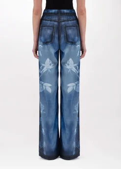 PALAZZO PANTS IN DENIM EFFECT SATIN