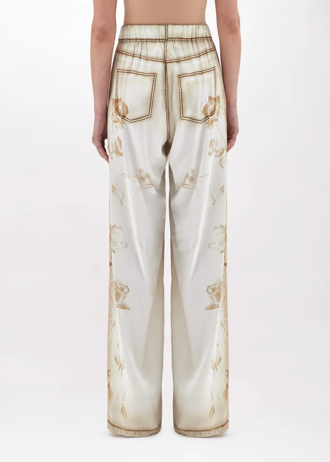 PALAZZO PANTS IN DENIM EFFECT SATIN