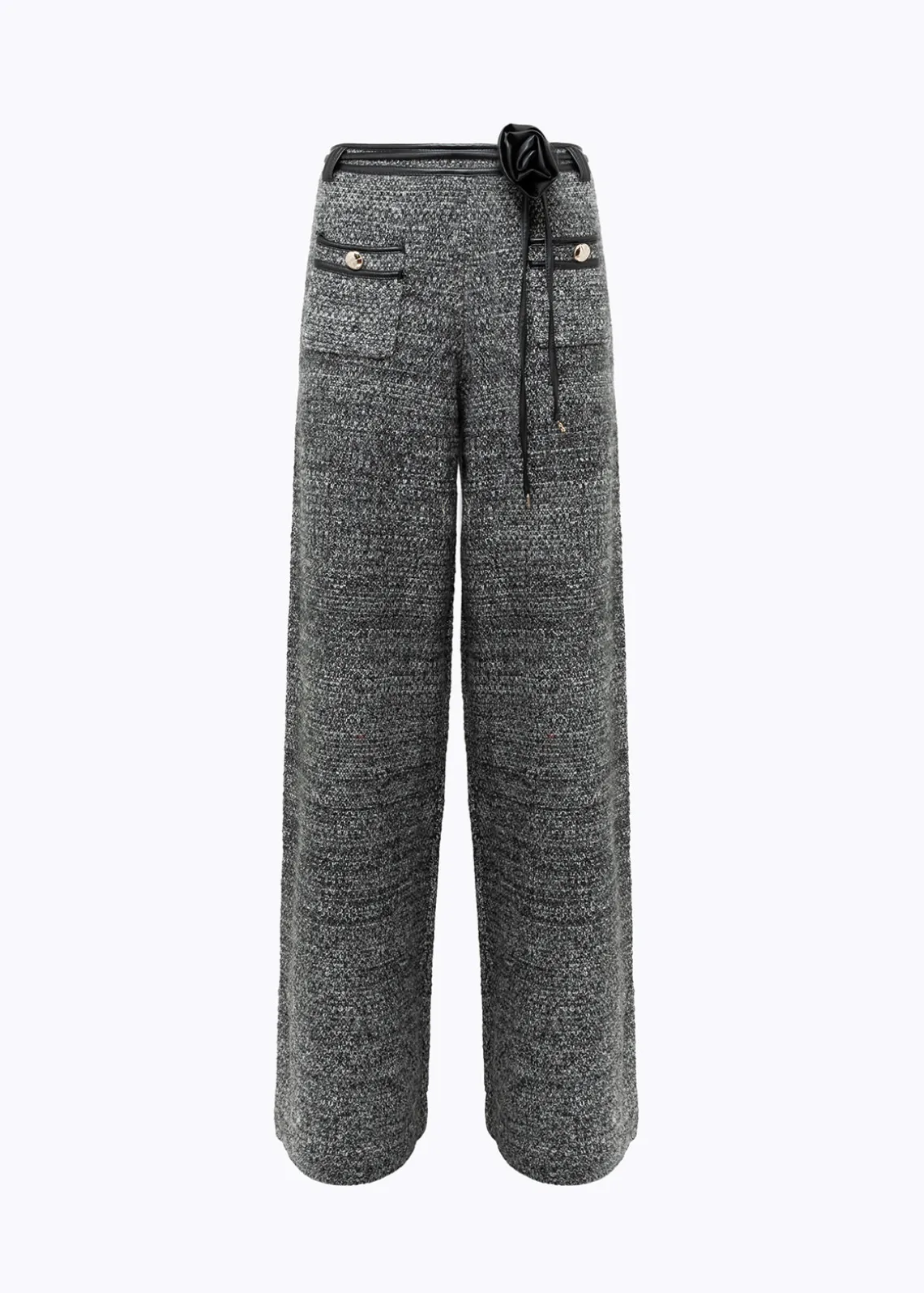 PANTS IN BOUCLÉ YARN WITH BELT