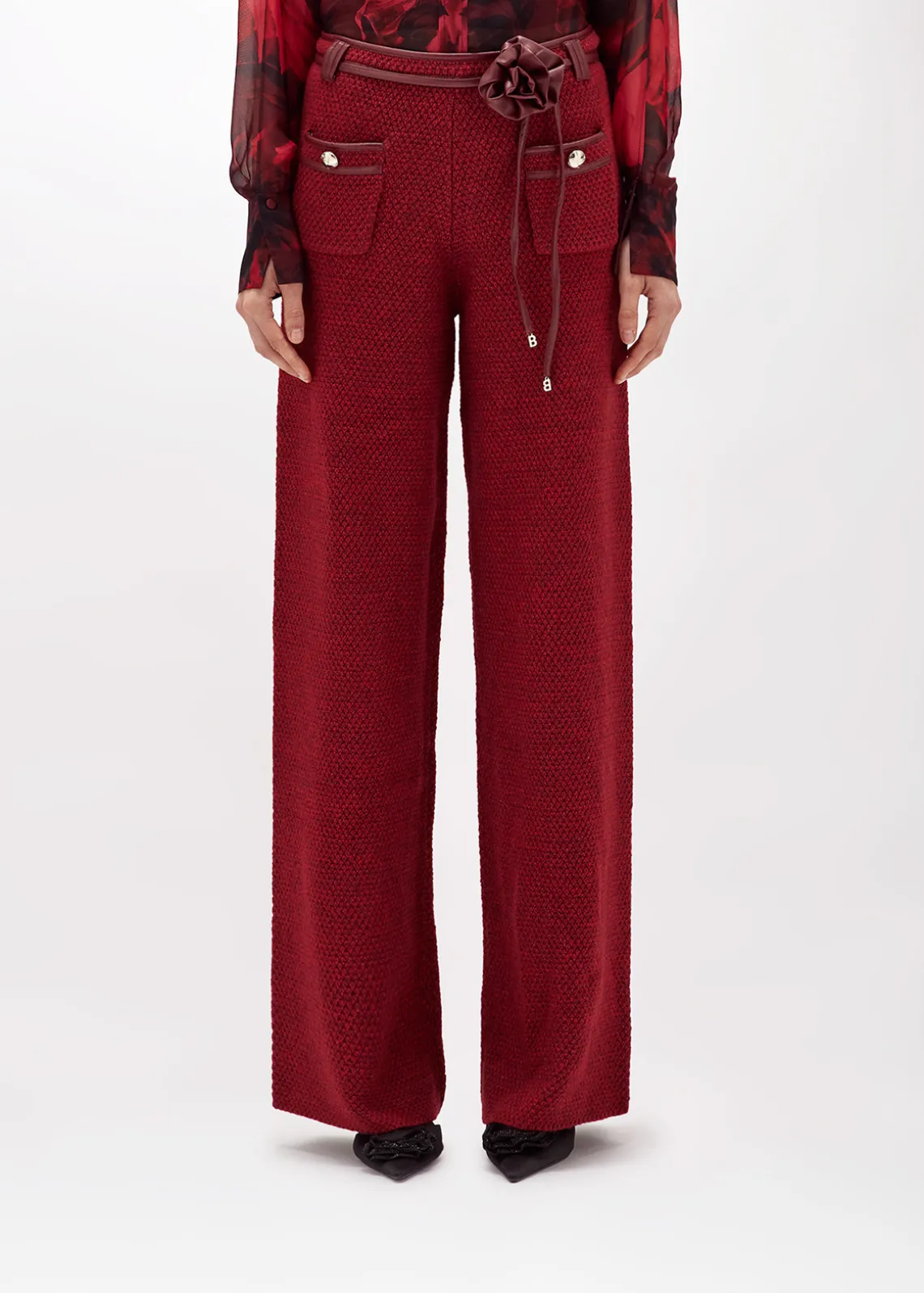 PANTS IN BOUCLÉ YARN WITH BELT