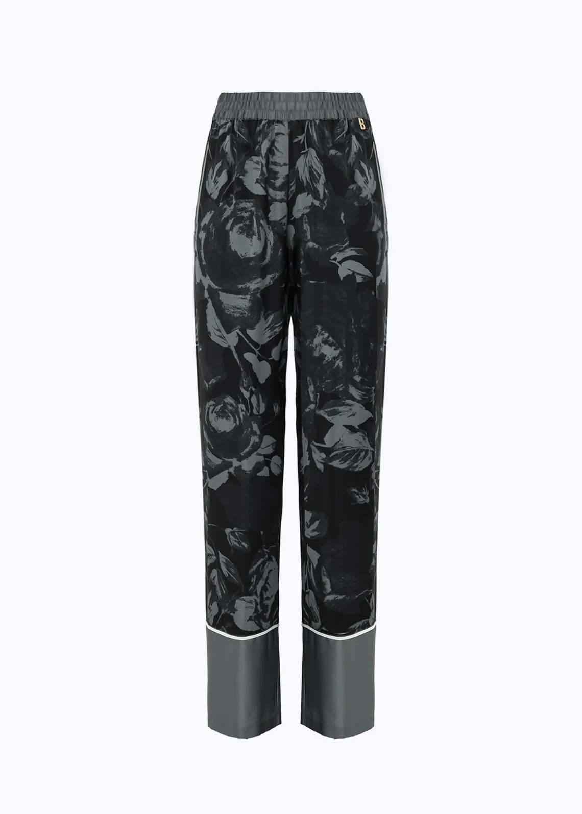 PANTS IN ROSE PRINT SATIN