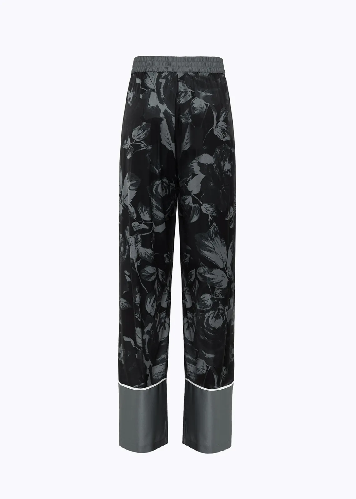 PANTS IN ROSE PRINT SATIN