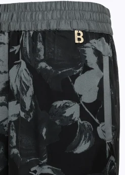 PANTS IN ROSE PRINT SATIN