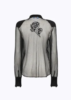 PLUMETIS TULLE SHIRT WITH EMBROIDERY