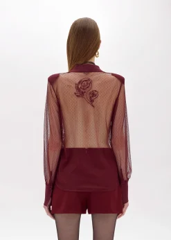 PLUMETIS TULLE SHIRT WITH EMBROIDERY