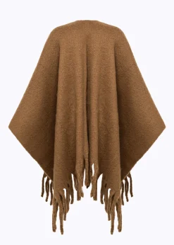 PONCHO WITH FAUX FUR POCKETS